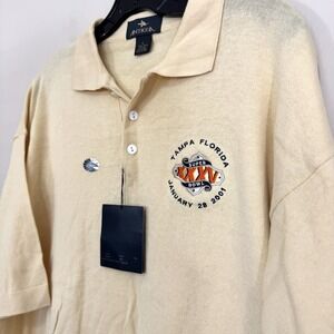 Vintage NWT Antigua Yellow Super Bowl XXXV‎ Golf Polo Ravens Giants Men's L